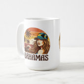 Personalized Photo Retro Bahamas Tropical Beach コーヒーマグカップ (正面左)