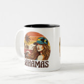 Personalized Photo Retro Bahamas Tropical Beach    ツートーンマグカップ (正面左)