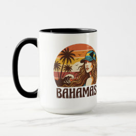 Personalized Photo Retro Bahamas Tropical Beach    マグカップ