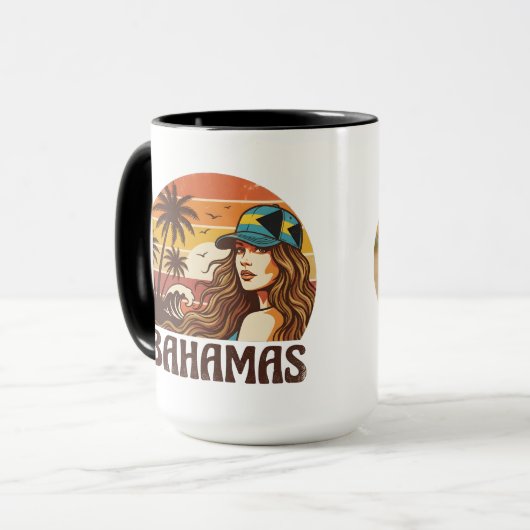 Personalized Photo Retro Bahamas Tropical Beach    マグカップ (正面左)