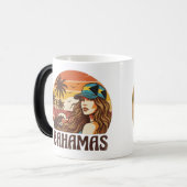 Personalized Photo Retro Bahamas Tropical Beach モーフィングマグカップ (正面左)