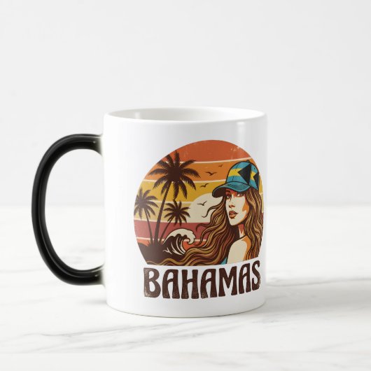 Personalized Photo Retro Bahamas Tropical Beach モーフィングマグカップ (左)