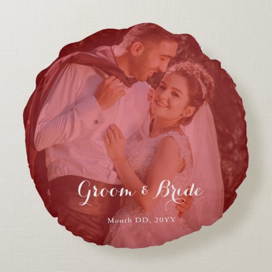 Personalized Photo Round Pillow for Couples inLove ラウンドクッション (裏面)