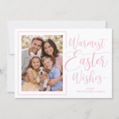 Personalized Photo Soft Pink On White Happy Easter シーズンカード (正面)