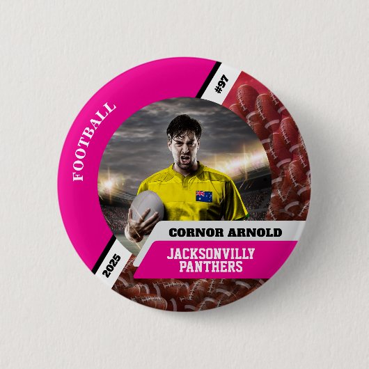 Personalized photo sports button/pin football butt 缶バッジ (正面)