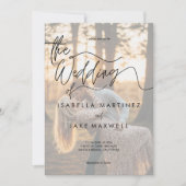 Personalized Photo Sunset Elegant Script  Wedding  招待状 (正面)