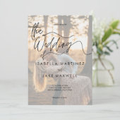 Personalized Photo Sunset Elegant Script  Wedding  招待状 (スタンド正面)