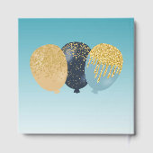 Personalized Photo Teal Blue Glitter 100 Birthday ゲストブック (裏面)