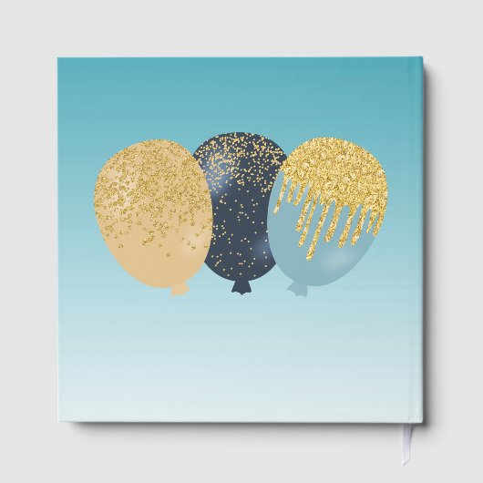 Personalized Photo Teal Blue Glitter 100 Birthday ゲストブック (裏面)