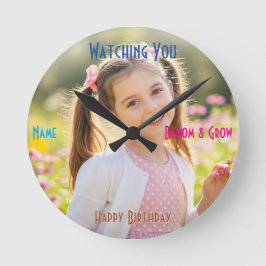 Personalized Photo & Text Custom Birthday Gift ラウンド壁時計