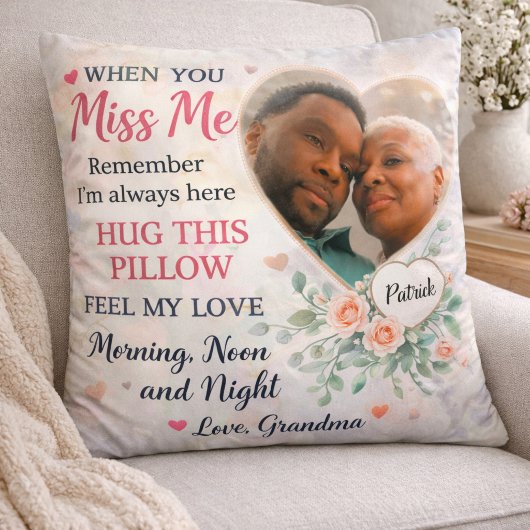 Personalized Photo Throw Pillow from Grandma クッション