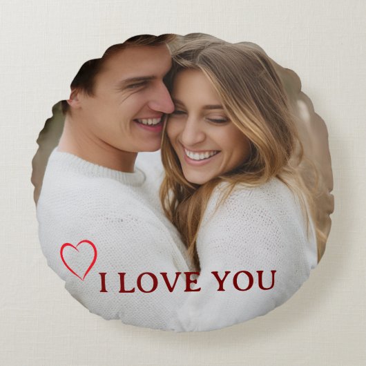 Personalized Photo Valentine's Day Round Pillow ラウンドクッション (正面)
