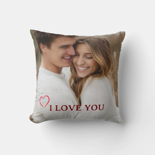 Personalized Photo Valentine's Day Throw Pillow クッション (正面)