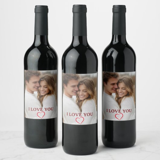 Personalized Photo Valentine's Day Wine Label ワインラベル (ボトル)