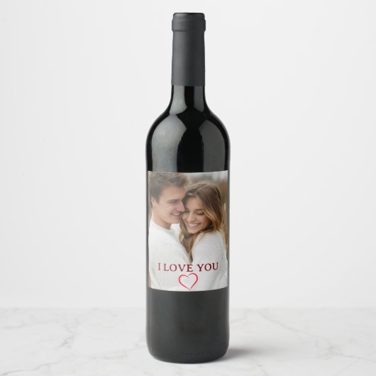 Personalized Photo Valentine's Day Wine Label ワインラベル (正面)