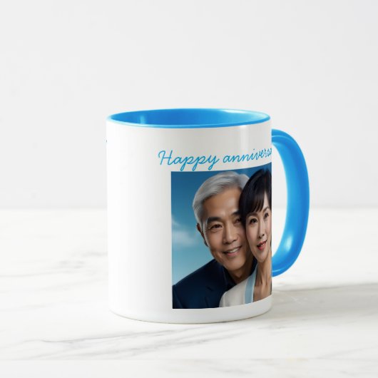 Personalized Photo Wedding Anniversary Mug マグカップ (正面右)