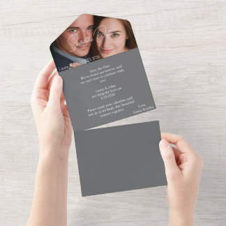 Personalized Photo Wedding Card Custom Text  オールインワン招待状