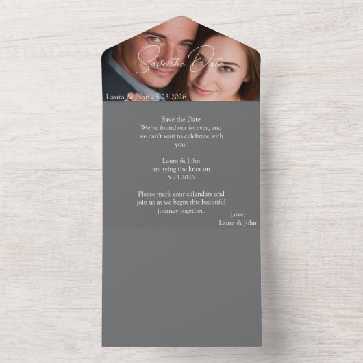 Personalized Photo Wedding Card Custom Text オールインワン招待状 (内側)