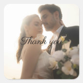 Personalized Photo Wedding "Thank You" Sticker スクエアシール (正面)