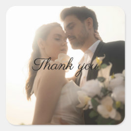 Personalized Photo Wedding "Thank You" Sticker スクエアシール