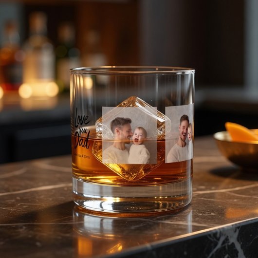 Personalized Photo Whiskey Glass for Dad  Custom  ウイスキーグラス
