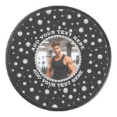 Personalized Photo with Pearls Circle on Black アイスホッケーパック (正面)