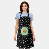 Personalized Photo with Pearls Circle on Black エプロン (着用した状態)