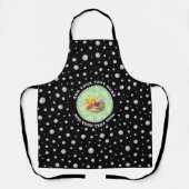 Personalized Photo with Pearls Circle on Black エプロン (正面)