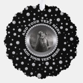 Personalized Photo with Pearls Circle on Black オーナメントカード (裏面)