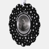 Personalized Photo with Pearls Circle on Black オーナメントカード (左)