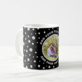 Personalized Photo with Pearls Circle on Black コーヒーマグカップ (正面左)