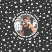 Personalized Photo with Pearls Circle on Black シール (正面)