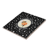 Personalized Photo with Pearls Circle on Black タイル (側面)