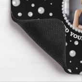 Personalized Photo with Pearls Circle on Black マウスパッド (コーナー)