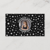 Personalized Photo with Pearls Circle on Black ロイヤリティカード (正面)