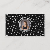 Personalized Photo with Pearls Circle on Black 予約カード (正面)