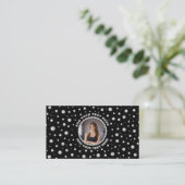 Personalized Photo with Pearls Circle on Black 名刺 (スタンド正面)