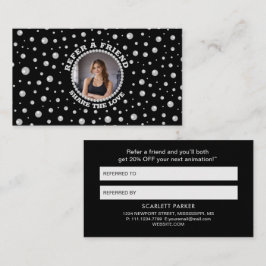 Personalized Photo with Pearls Circle on Black 紹介カード