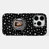 Personalized Photo with Pearls Circle on Black Case-Mate iPhoneケース (裏面 (横))