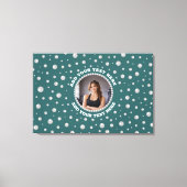 Personalized Photo with Pearls Circle on Teal キャンバスプリント (正面)