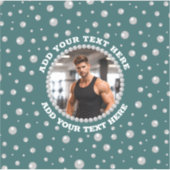 Personalized Photo with Pearls Circle on Teal シール (正面)