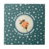 Personalized Photo with Pearls Circle on Teal タイル (正面)