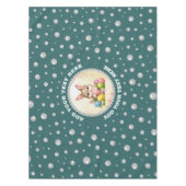 Personalized Photo with Pearls Circle on Teal テーブルクロス (正面)