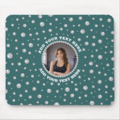 Personalized Photo with Pearls Circle on Teal マウスパッド (正面)