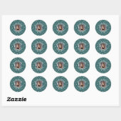 Personalized Photo with Pearls Circle on Teal ラウンドシール (シート)