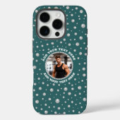 Personalized Photo with Pearls Circle on Teal Case-Mate iPhoneケース (裏面)