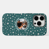 Personalized Photo with Pearls Circle on Teal Case-Mate iPhoneケース (裏面 (横))
