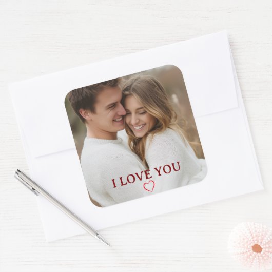 Personalized Photo You&Me Valentine's Day Sticker スクエアシール (封筒)