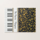 Personalized Piano Keys Gold Polka Dots Pattern ジグソーパズル (横)