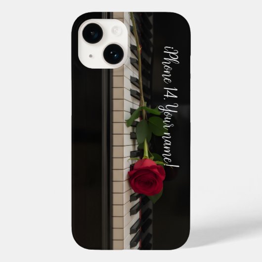 Personalized Piano with a red rose - romantic Case-Mate iPhoneケース (裏面)